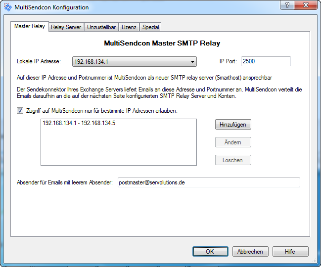 MultiSendcon Master Relay Konfiguration - hier klicken für Bild in voller Größe
