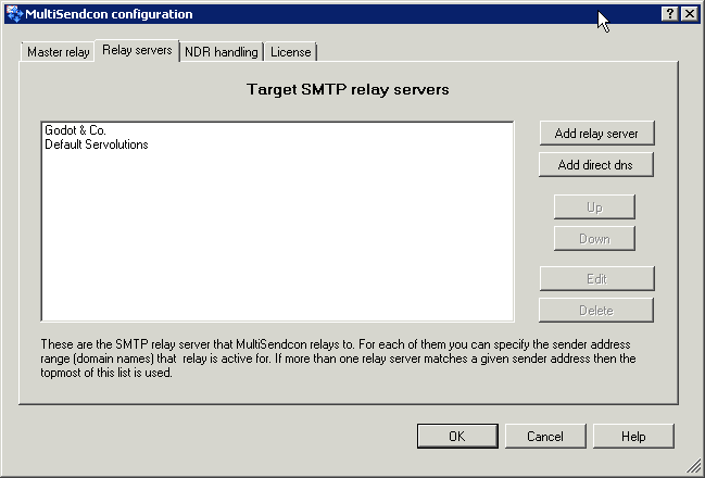 MultiSendcon Relay Servers Konfiguration - hier klicken für Vollansicht